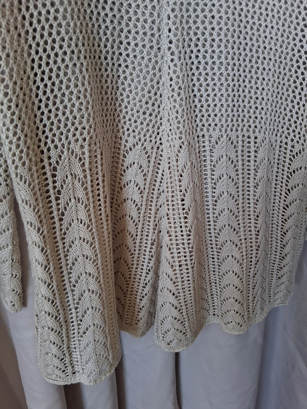 Light Cream Open-Knit Lace-Up Women’s Sweater
